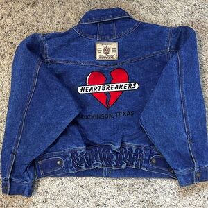 Vintage 1991 Heartbreakers Dickinson TX Womans Denim Crop Jacket / Sz medium